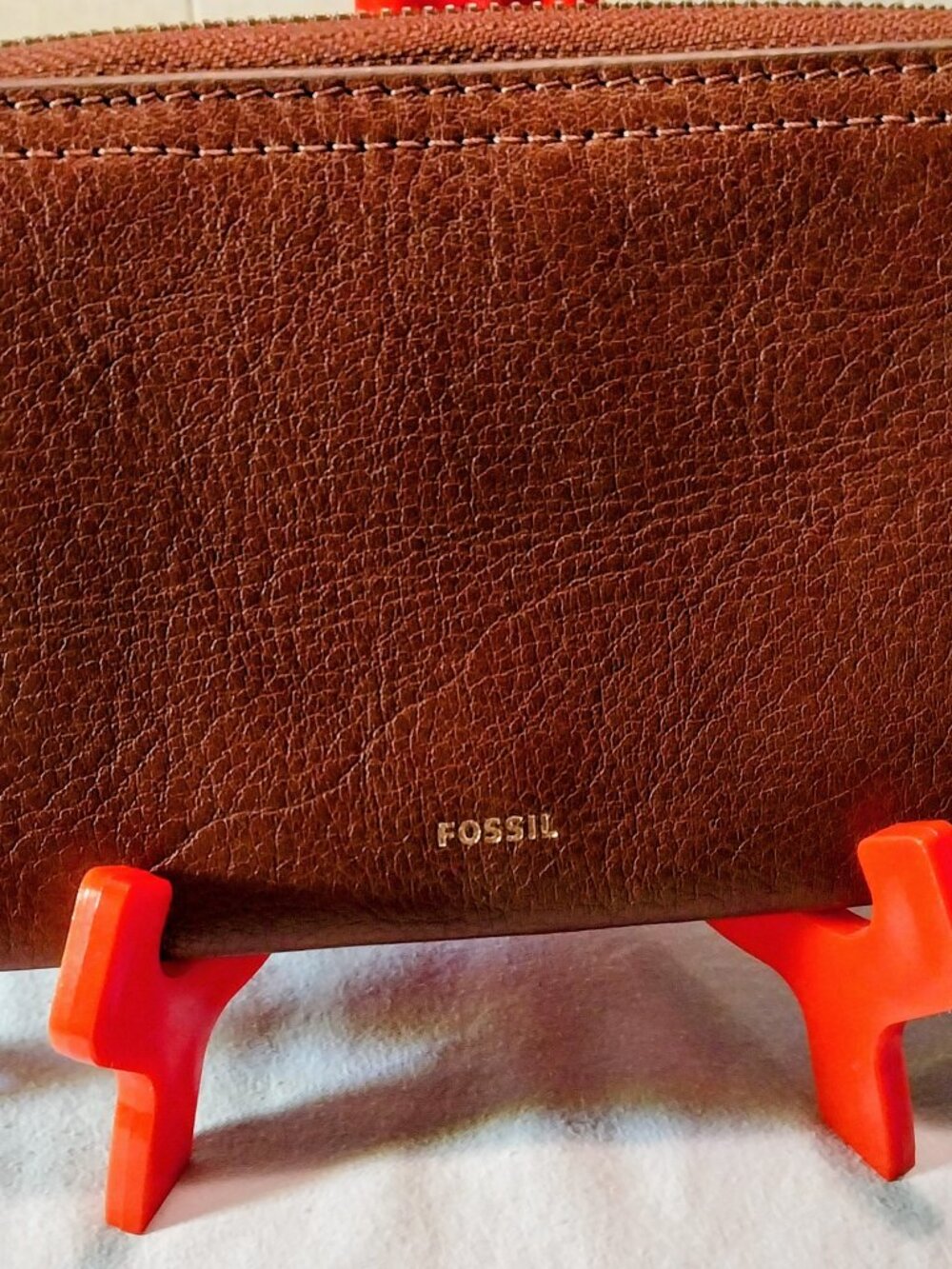 NWT Fossil Logan RFID Zip Around Women's Leather Clutch - Brown